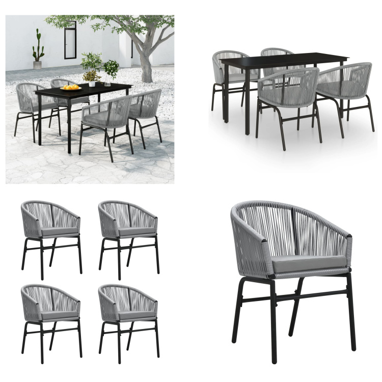 vidaXL 5-dielny záhradný jedálenský set sivý - Záhradný jedálenský set - Záhradné jedálenské sety - Jedálenský set - Jedálenský set na terasu