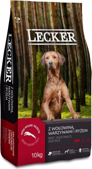Lecker mit Rindfleisch, Gemüse und Reis - Trockenfutter für ausgewachsene Hunde aller Rassen mit Rindfleisch, Gemüse und Reis 10kg