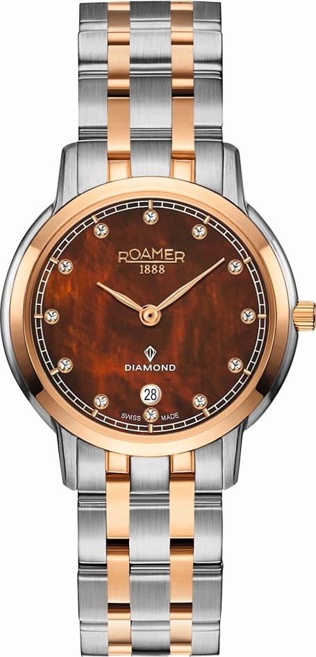 Damen Uhr ROAMER 515811 49 09 50 Roségold klassisch mit Diamanten