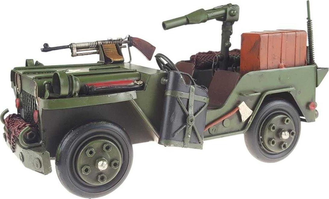 vianmo Blechmodell Blechauto Modellauto Armee Militär Geländewagen mit Bewaffnung Antik-Stil LA-43351
