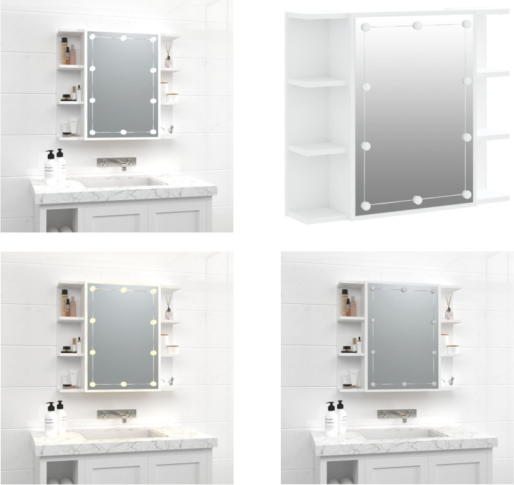 vidaXL Spiegelschrank mit LED Weiß 70x16,5x60 cm - Spiegelschrank - Spiegelschränke - LED-Spiegelschrank - Spiegelschrank Bad HL808873