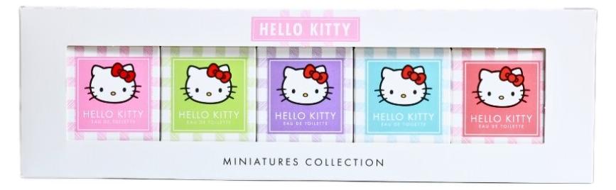 Set Hello Kitty: Iconic Vichy Blue, EdT, fü r Mä dchen, 5 ml *Miniature + Iconic Vichy Vert, EdP, fü r Mä dchen, 5 ml *Miniature + Iconic Vichy Rouge, EdT, Fü r Mä dchen, 5 ml *Miniature + Iconic Vichy Rose, EdT, Fü