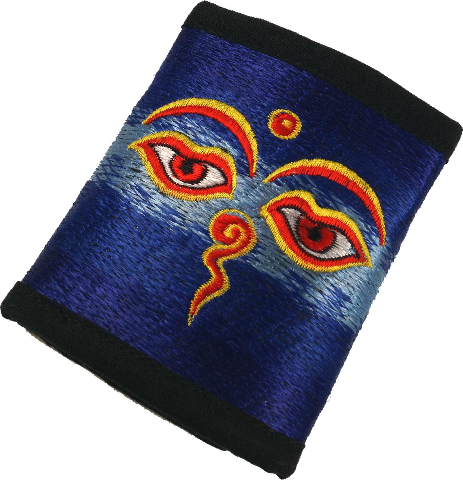 Guru-Shop Besticktes Portemonnaie - Buddha Eye, Uni - Erwachsene, Blau, Baumwolle, 10*12*2 cm, Portemonnaies 26905