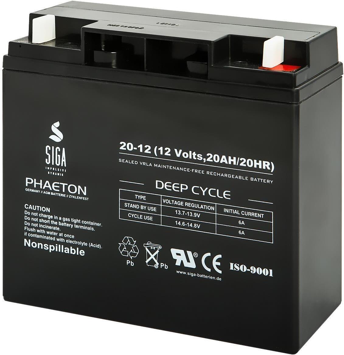 SIGA IMPULSIVE DYNAMIK SIGA Phaeton AGM Deep Cycle Akku 20Ah 12V S20-128