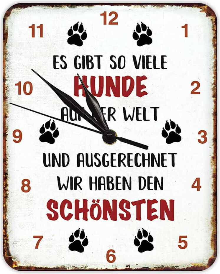 Blechwaren Fabrik Braunschweig Gmbh Wir haben den schönsten Hund - Wanduhr aus Blech 20 x 25 cm KU07