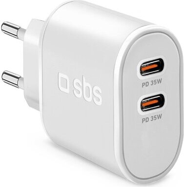 SBS nabíjačka 2x USB-C PD 35W biela
