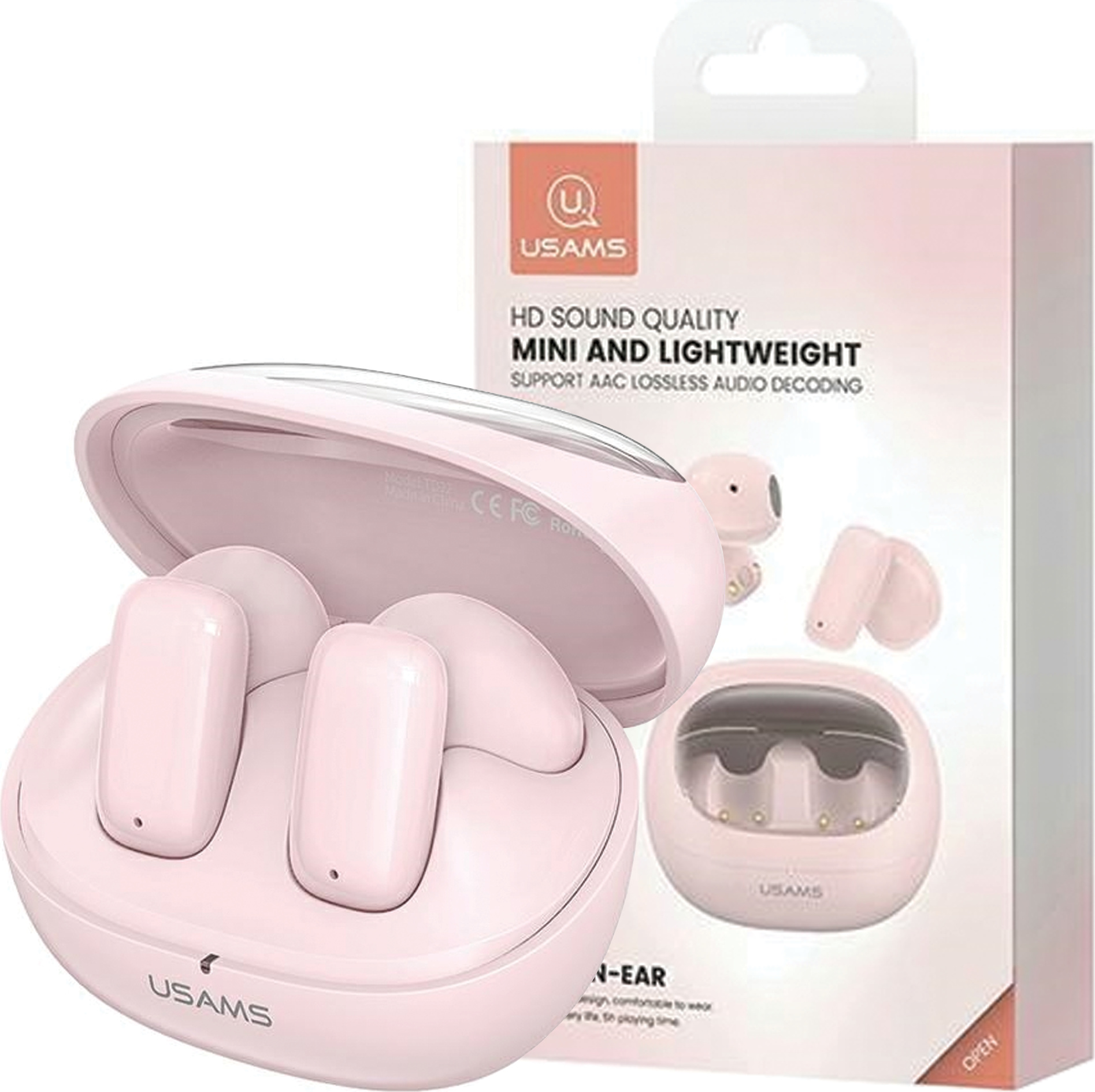 Usams Bluetooth slúchadlá 5.3 Tws Td Series Wireless Pink/Pink Bhutd03 (Td22)