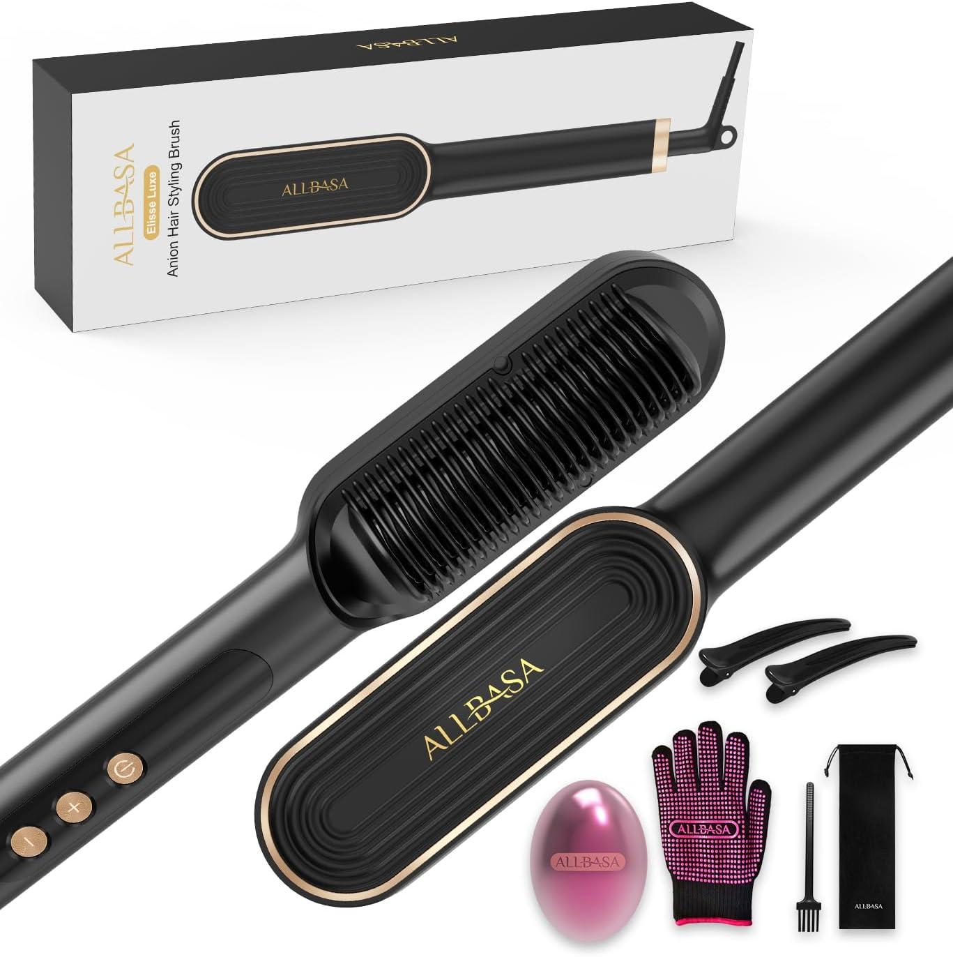 ALLBASA Haarglätter,Professionelle Glättbürste für Haare, 9 Temperatureinstellungen,120 ℃ - 200 ℃, LCD-Display, negative Ionen-Glätteisen, für alle Haartypen