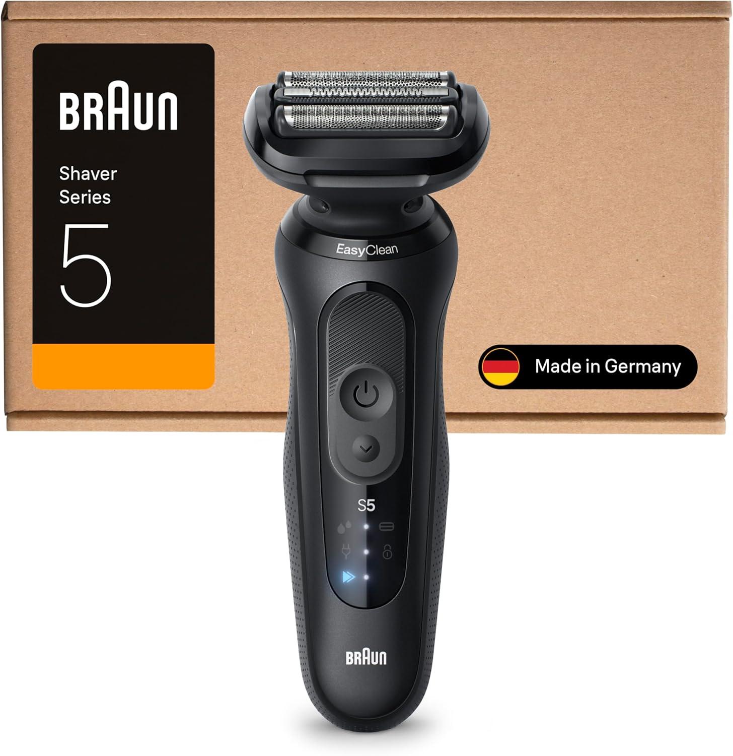 Holiaci strojček Braun Series 5, elektrický holiaci strojček pre mužov s 50 min. batériou, holiaci strojček, bezdrôtový holiaci strojček na mokré a suché holenie, vodotesný,  Germany