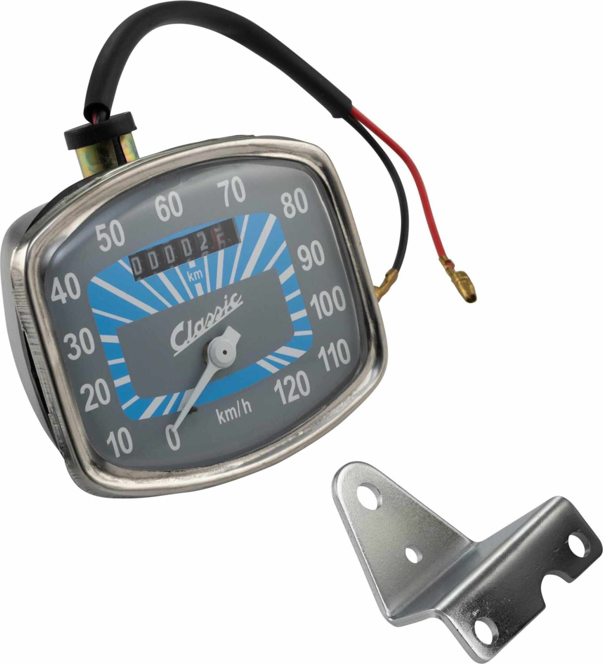 SIP VDO Geschwindigkeitsmesser 120 km/h 80x69mm grau/blau weiße Ziffern Chromrahmen 50501700