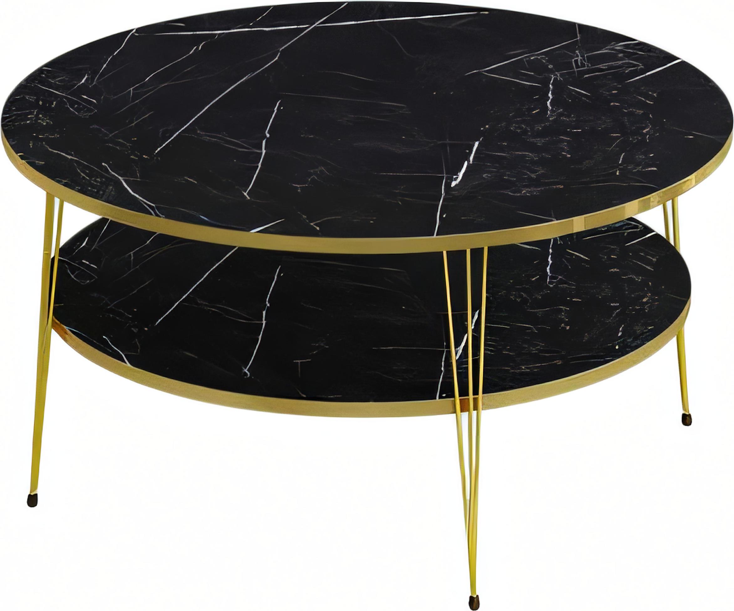 AEA Holz-Couchtisch mit metallischen Goldbeinen – robust und edel