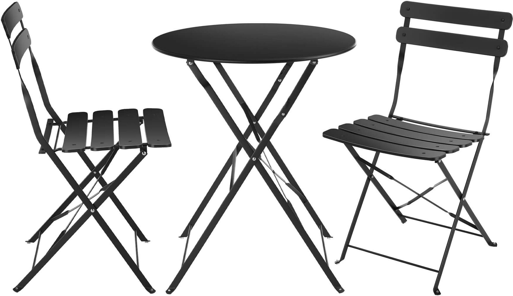 Okrúhly stôl so stoličkami Rebecca Mobili Pequi 71x60x60 Steel Black Modern SET 3 ks