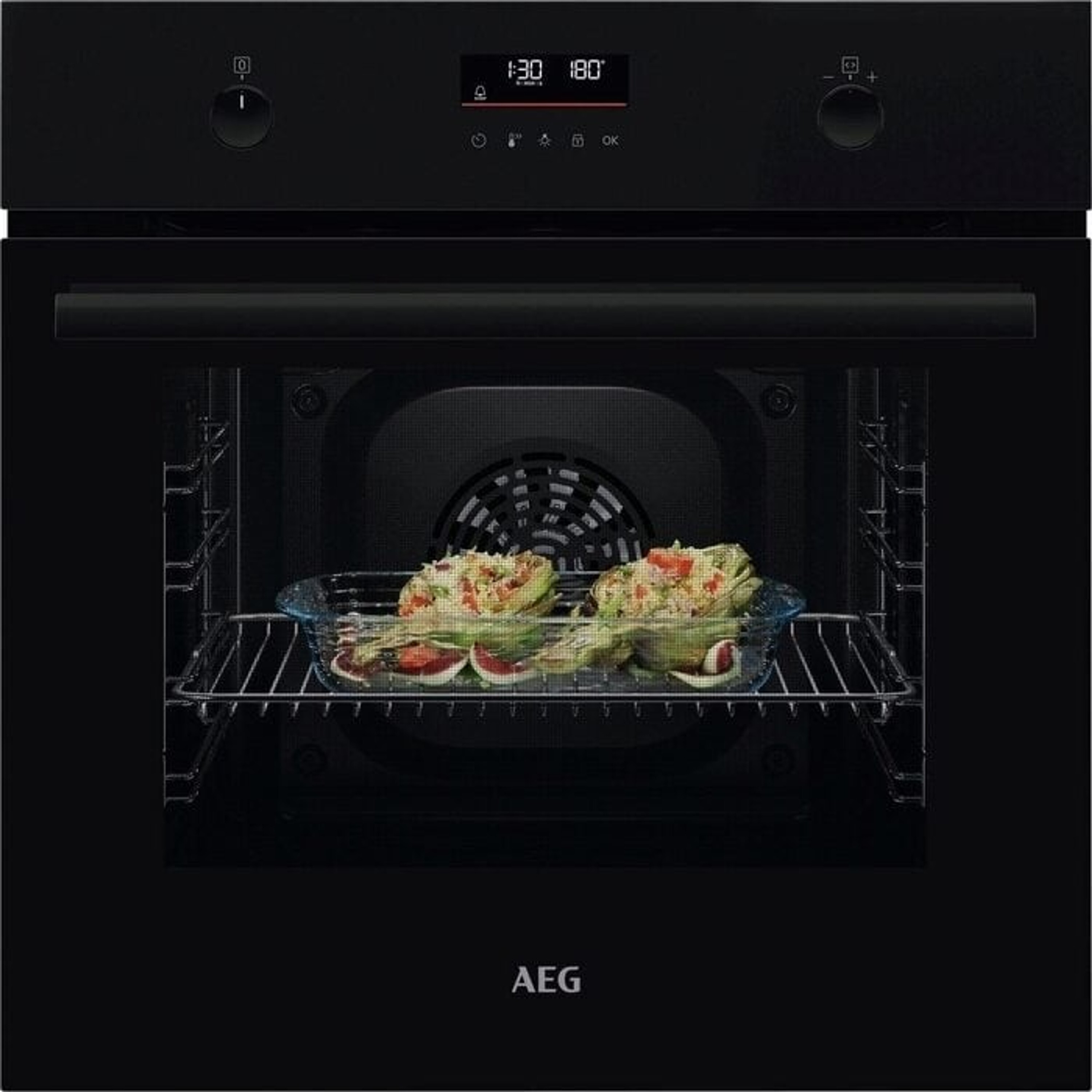 AEG 5000 SurroundCook® / Einbaubackofen / Pyrolytische Selbstreinigung / Schwarz BPK53516XB
