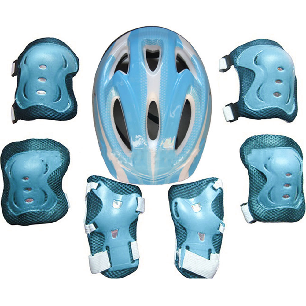 7x Kinder Sport Schutzset mit Knieschoner Ellenbogenschoner Fahrrad Helm Kit 