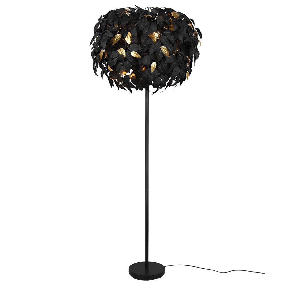 etc-shop RGB LED Stehlampe, dimmbar, Metall, schwarz gold, H 180 cm 126456