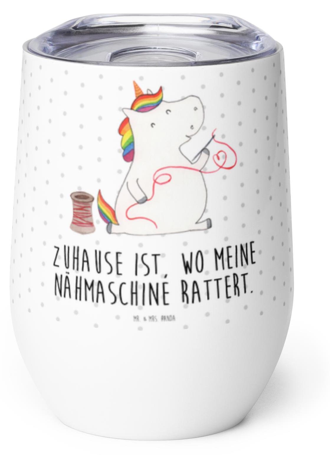 Mr. & Mrs. Panda Thermo Becher Einhorn Näherin - Weiß - Geschenk, Thermobecher, Edelstahl Weinbecher, Stricken, Unicorn, thermosbecher, glühweinbecher, Basteln, Freundin PD-1247587-STANDARD