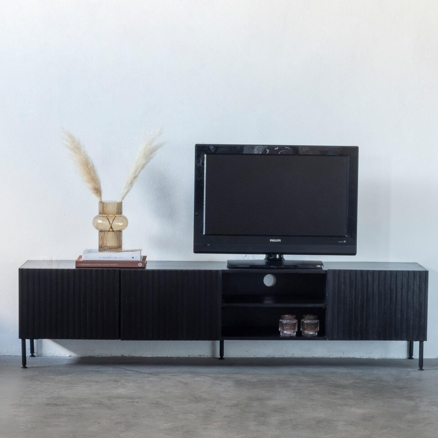 TV-Möbel Schwarz - Metall/Holz - 200cm - TV-Möbel Roman - Giga Meubel