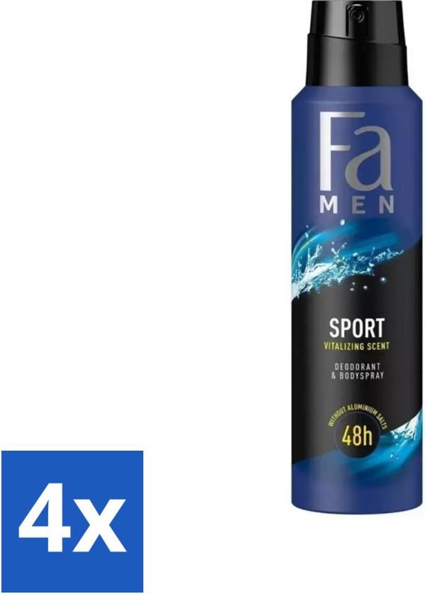 Fa Pflege Fa Men - Sport - Deodorant Spray - Vitalisierender Duft - 150 ml - Vorteilspack - 4 Stücke 872144