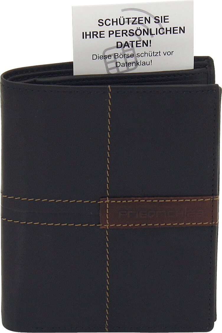 Friedrich Lederwaren Kombibörse Leder schwarz RFIDScannerschutz, 16052-2