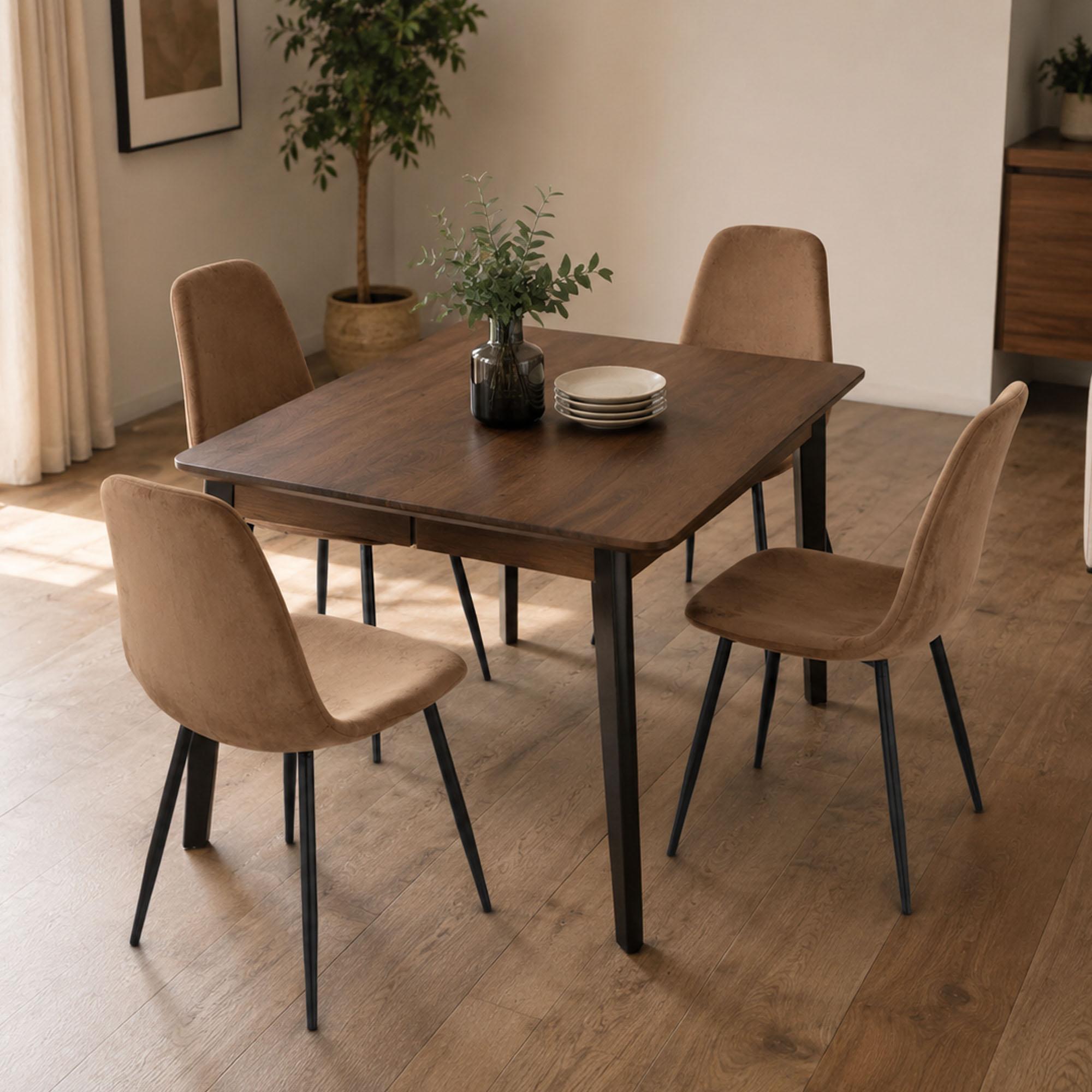 Dmora Stuhl Pismo Beige 4er-Set, Belastbar bis 120 kg