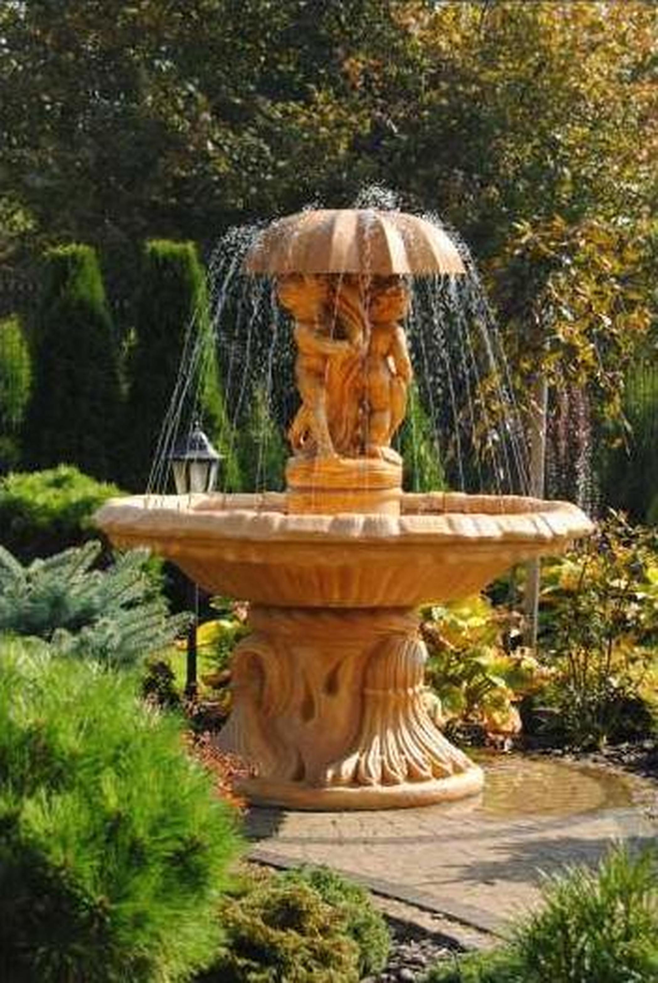 Springbrunnen Garten Teich Brunnen 176cm Steinbrunnen Gartenbrunnen Fontaine Neu