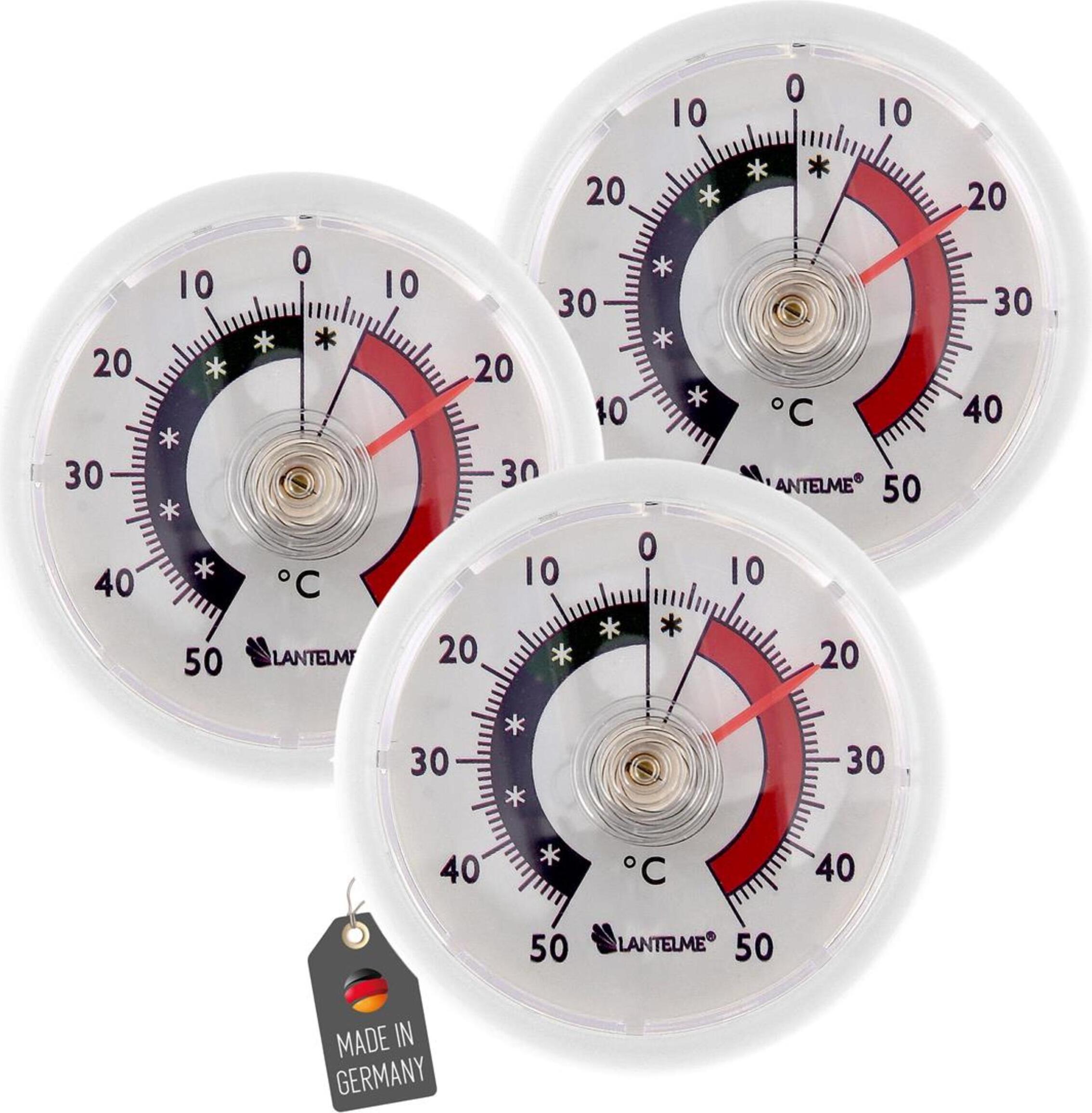 Lantelme Kühlschrankthermometer Set - 4 Stück Analog, Selbstklebend -50°C Bis +50°C