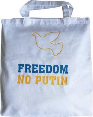 Fan-Omenal Baumwolltasche mit Print -FREEDOM No Putin - Solidarität mit Ukraine - 08823 Weiß