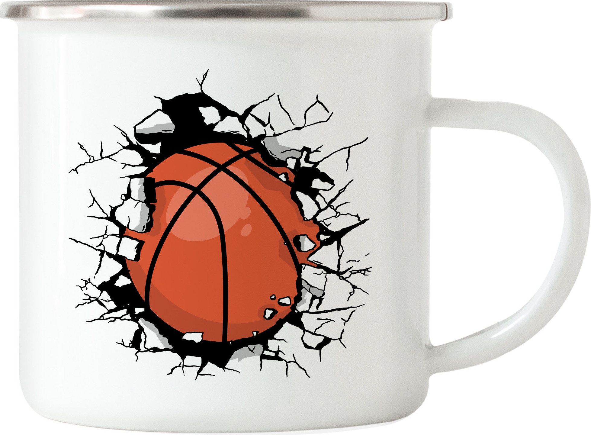 Hey!Print Basketball Emaille Tasse Sport Mannschaft Spieler Korb Ball Teamsport Gewinner Ballsport Jersey Team Mannschaftssport HP-1789-E