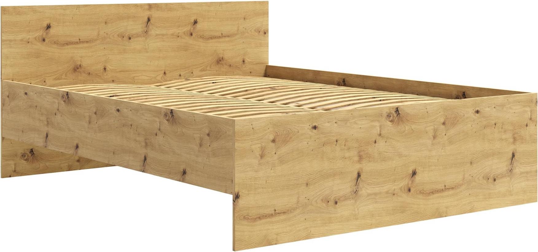 BETTSO Modernes Eichenhandwerksbett MAXIVO mit hohem Kopfteil und Holzrahmen für das Schlafzimmer