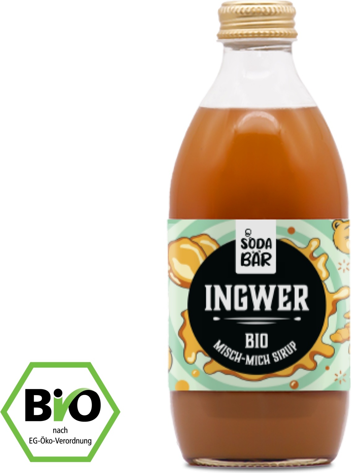 SodaBär© SodaBärIngwer Sirup, 330 ml, Ingwer, Glasflasche, Zitronensaft*, Rübenzucker*, Ingwer Direktsaft* 20%, Wasser., 20%, 11 kcal B210