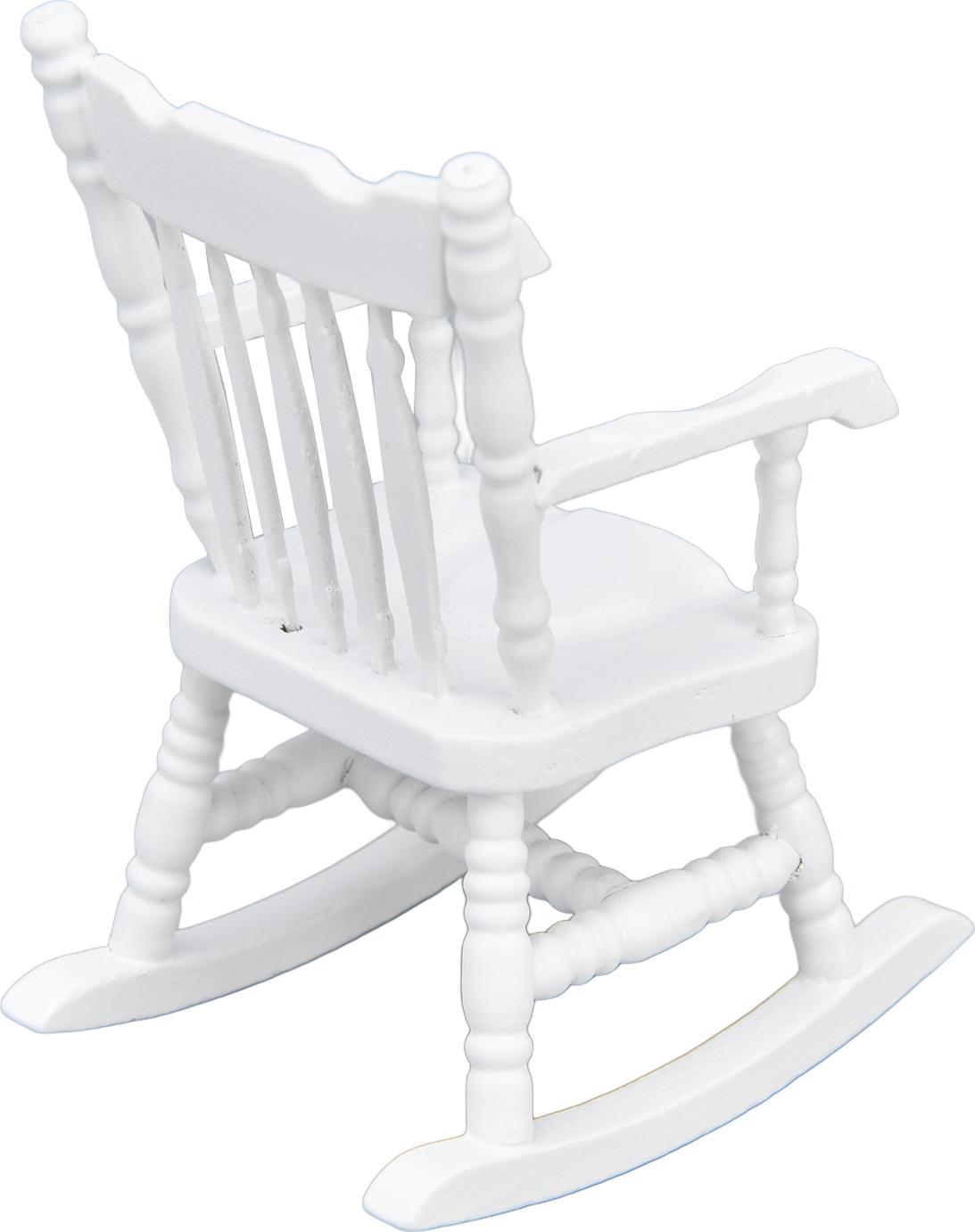 Cocosity 1:12 Puppenhausstuhl Holz Puppenhaus Miniatur Schaukelstuhl Weiß Mini Puppenhausmöbel