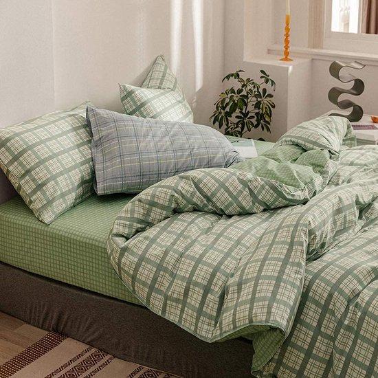 Unyqoos stilvolles® reversierbares Karo-Bettset mit Reißverschluss und Kissenbezug