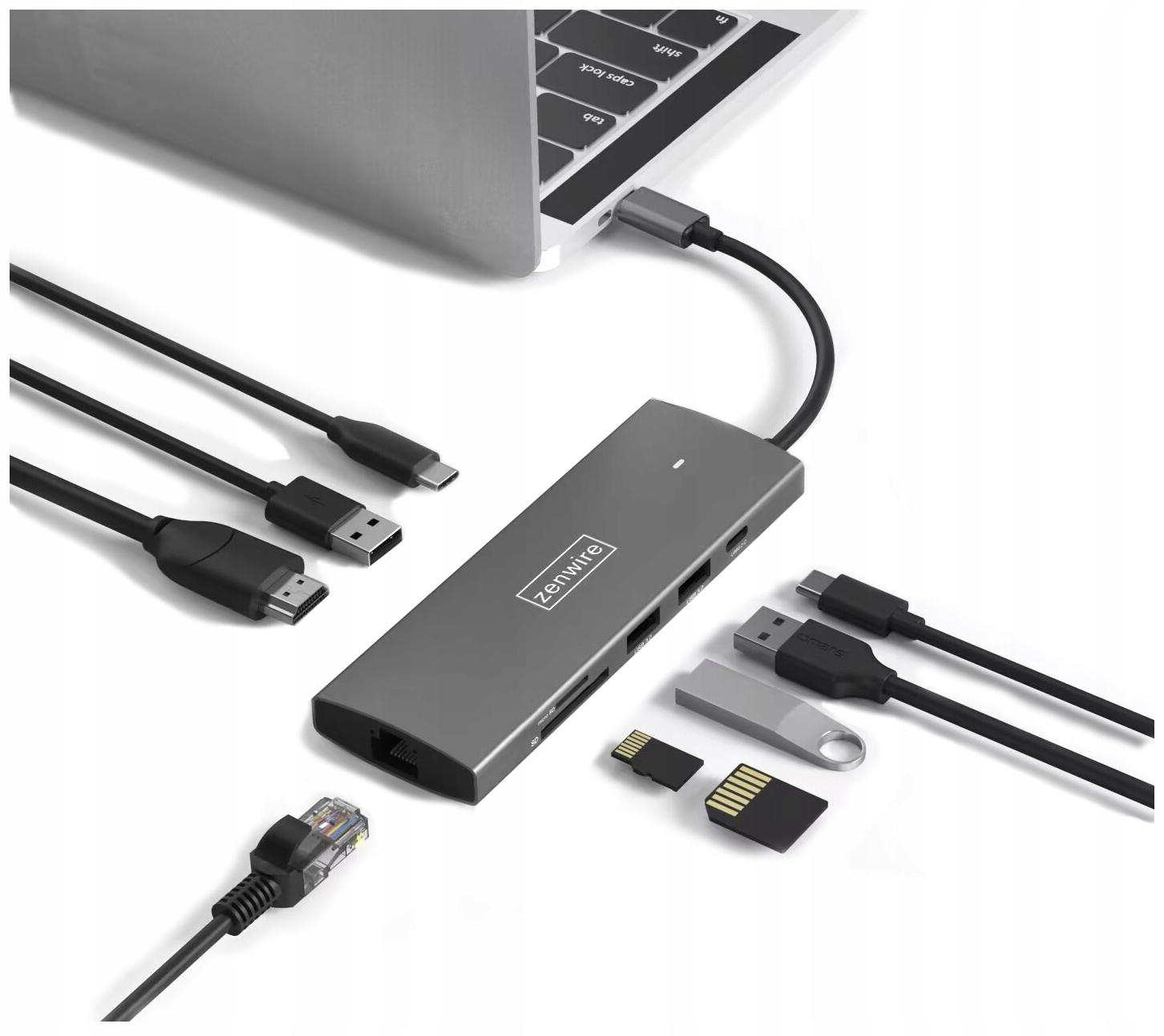 USB-C HUB 3.1 ADAPTÉR 9v1 HDMI 2.0 4K 60Hz Gigabit Ethernet 1000 MBps RJ-45 USB 3.0 Power Delivery 100W pre Macbook M1 M2 a Windows