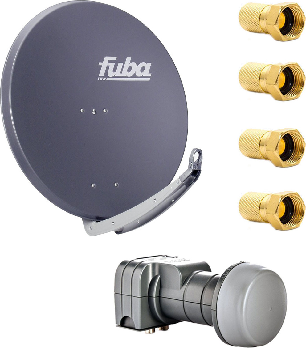 Fuba Digital Sat Anlage DAA 850 A Satellitenantenne 85cm Aluminium Anthrazit DEK 217 Twin LNB UHD 4K + 4 F-Stecker