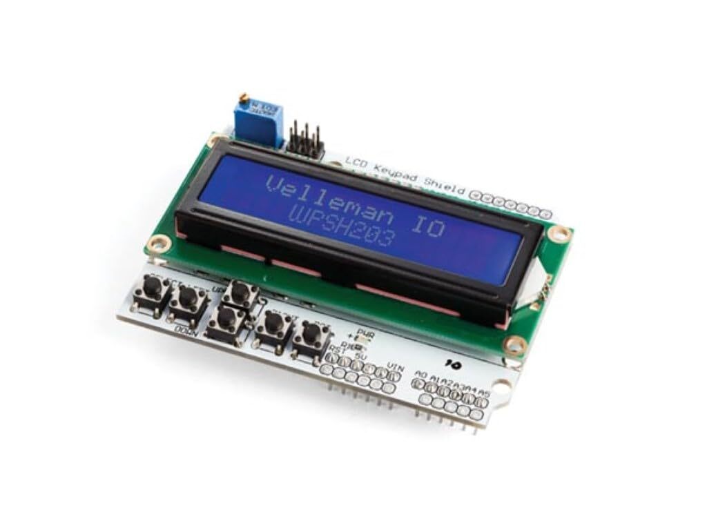 Velleman Group nv Whadda LCD-Shield und Tastatur für Arduino, blauer Hintergrund, weiße Zeichen, Kontrasteinstellung, WPSH203