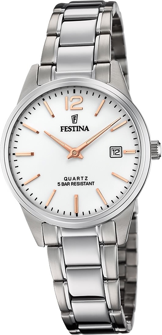 Festina Dámske hodinky z nehrdzavejúcej ocele F20509/2 s remienkom Strieborné klasické hodinky D2UF20509/2
