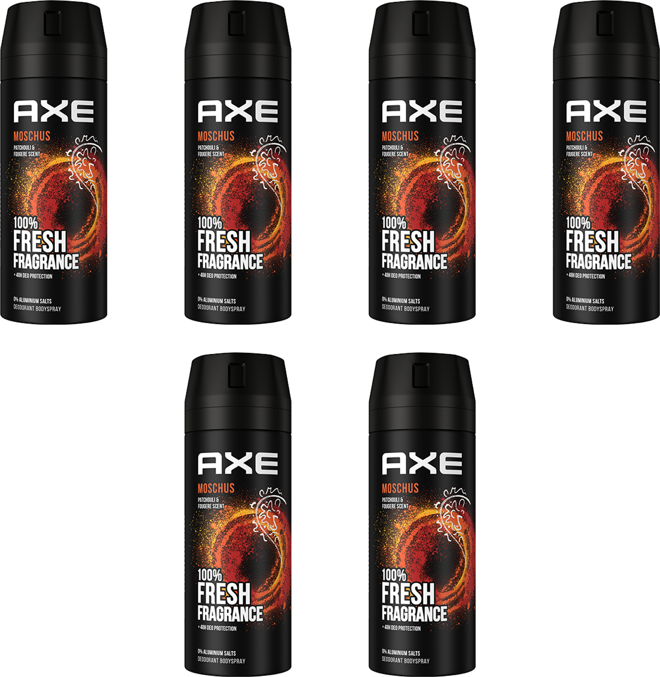 AXE Bodyspray Moschus Deo 6x 150ml Deospray Deodorant Männerdeo ohne Aluminium Herren Männer Men 8717163641064