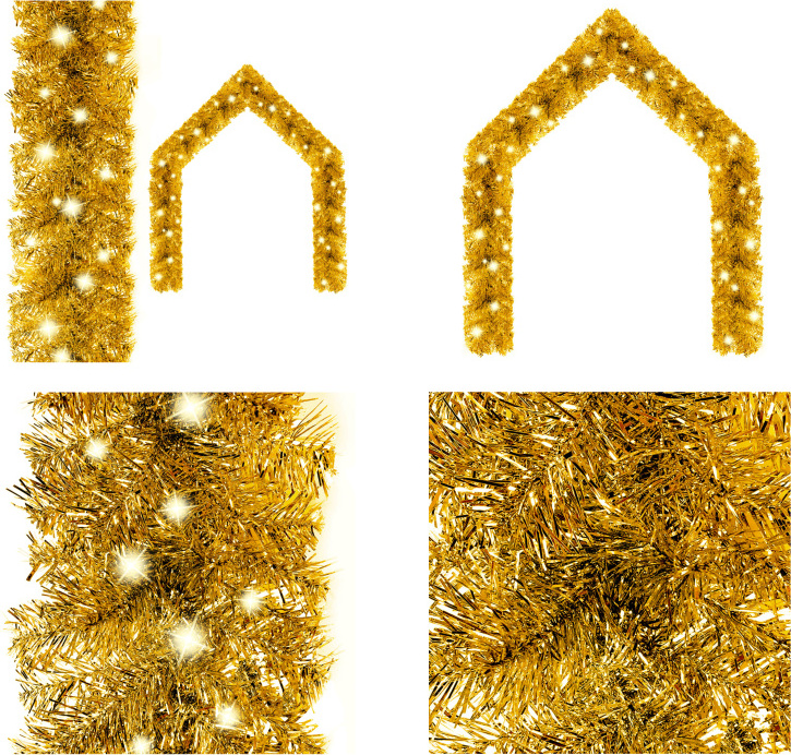 vidaXL Weihnachtsgirlande mit LED 5 m Golden - Girlande - Girlanden - Künstliche Weihnachtsgirlande - Künstliche Weihnachtsgirlanden HL329201