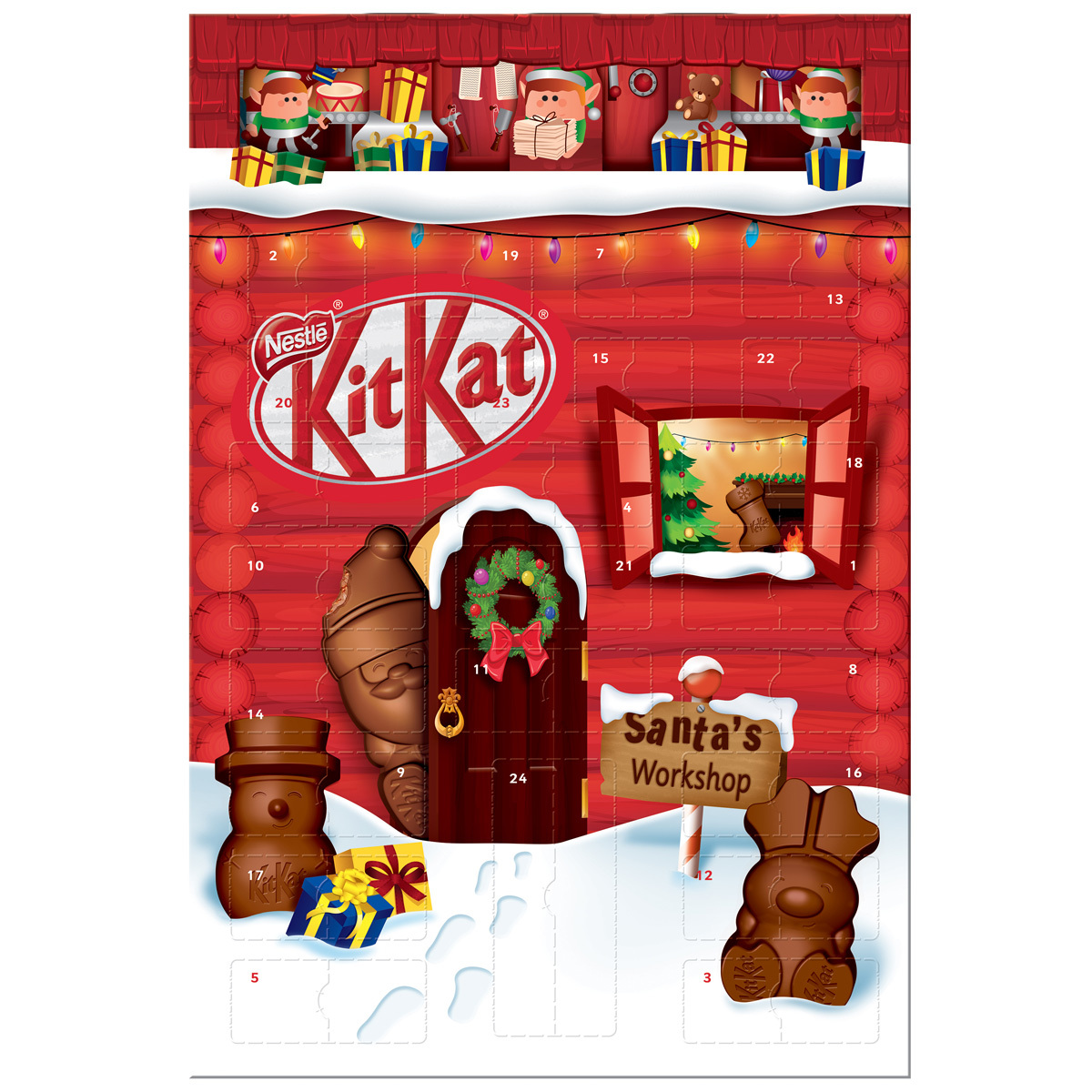 Adventný kalendár KitKat s 24 čokoládovými špecialitami 208g balenie po 10 ks