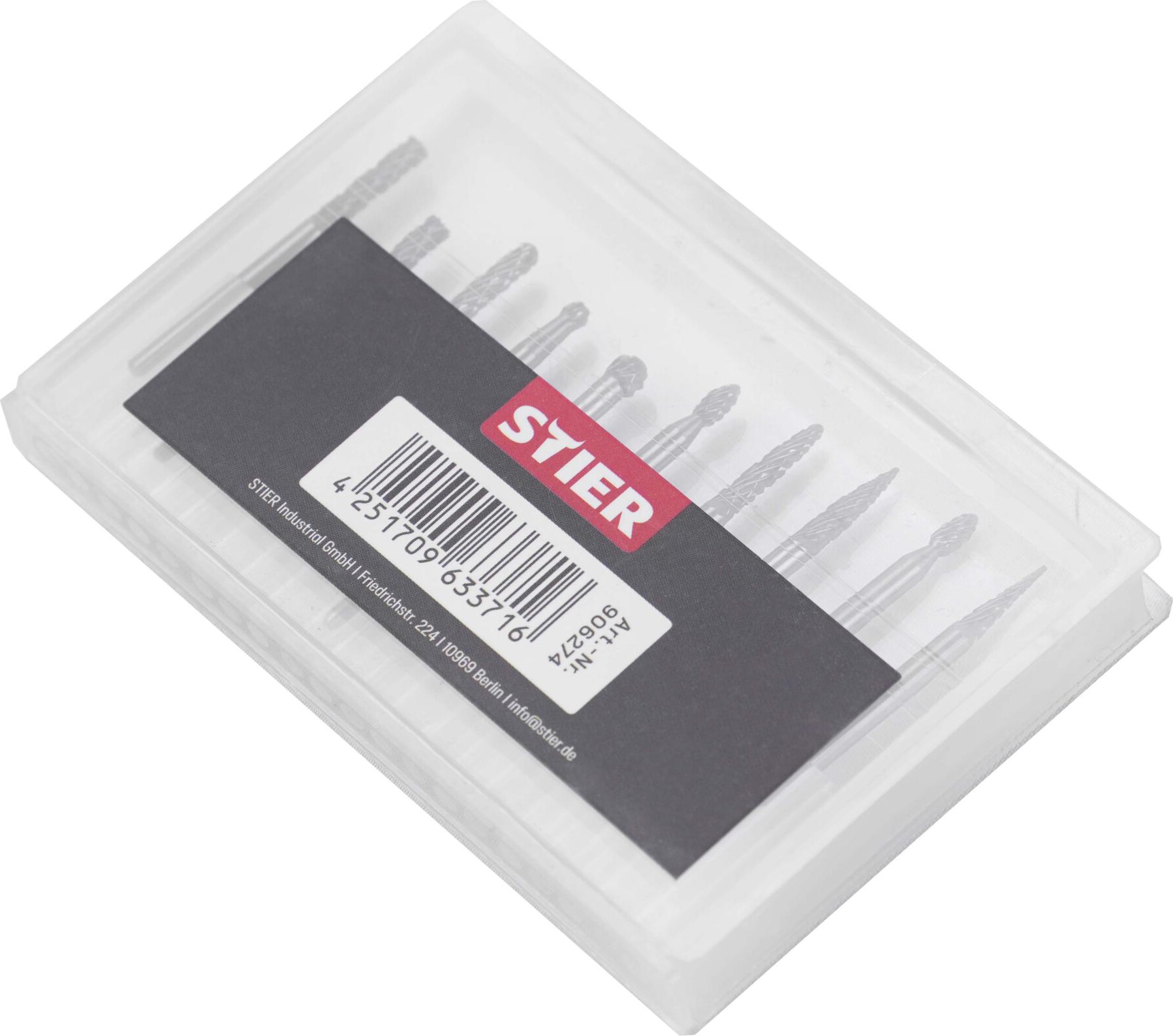 STIER HM Frässtifte-Set 10-tlg. 3 mm Schaft 906274