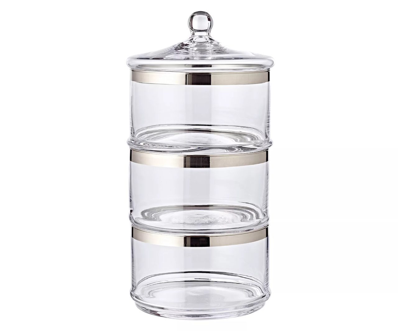 Edzard Bonboniere Glasdosen Vigo, mit Deckel, mundgeblasenes Kristallglas mit Platinrand, H 40 cm, ø 19 cm 1245