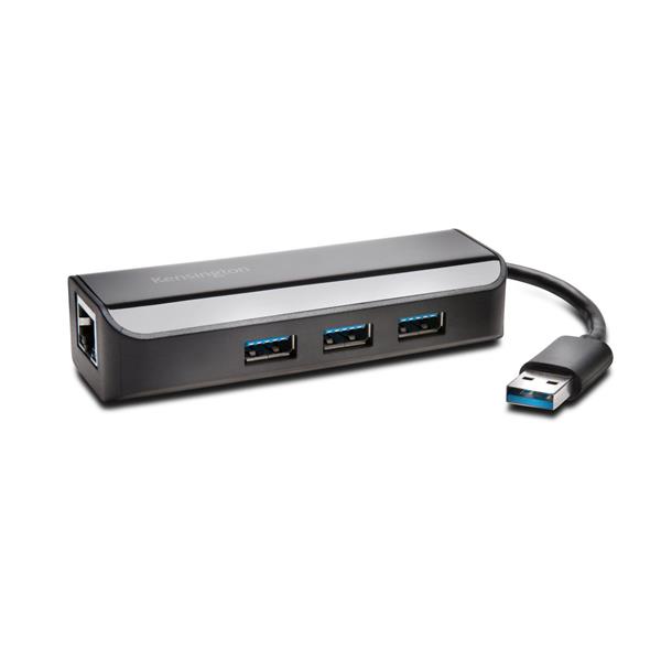 Kensington K33982WW Kensington UA3000E USB 3.0 to Ethernet Adapter with USB Hub