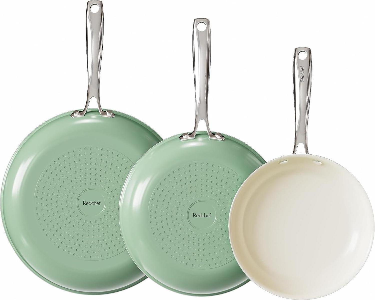 Sonstige Redchef Keramik Bratpfannen Set Induktion 20/24/28 cm Grüne Keramikpfannen