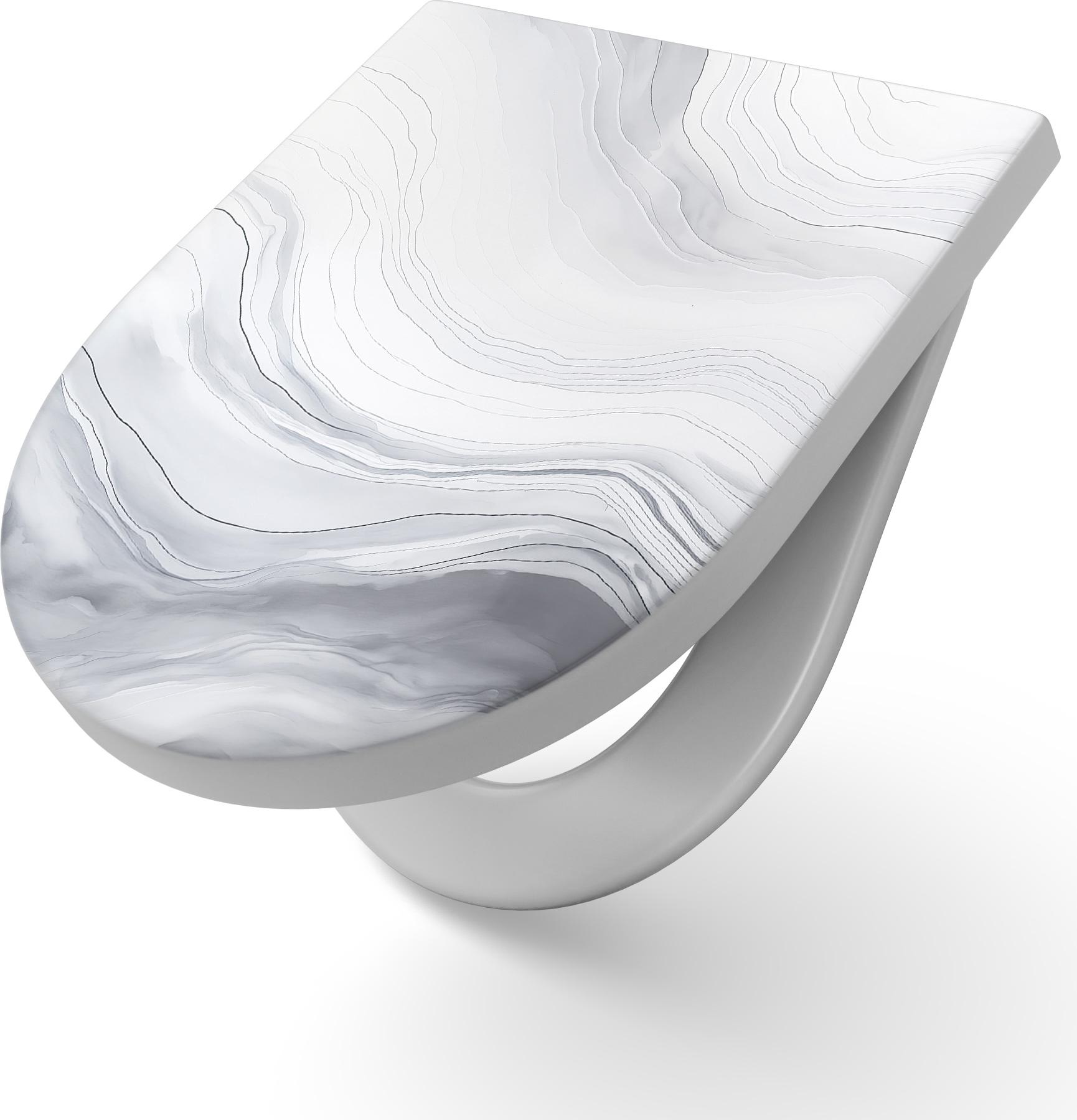 DEQORI WC-Sitz Duroplast 36,4x45,4 cm 'Strukturen der Ruhe' Toilettensitz WC-Brille TS-36-45-SC-W-5449-UV