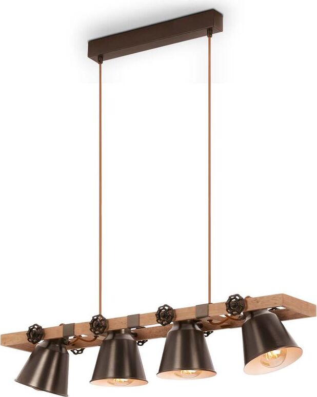 Pendelleuchte Hängelampe BRILONER LEUCHTEN TALLE, 40 W, IP20, antik-grau, Metall-Holz, exkl. 4x E27, 85 x 16 x 105,2 cm 4406-044