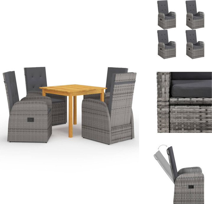 vidaXL 5-dielny záhradný jedálenský set sivý - Záhradné nábytkové zostavy