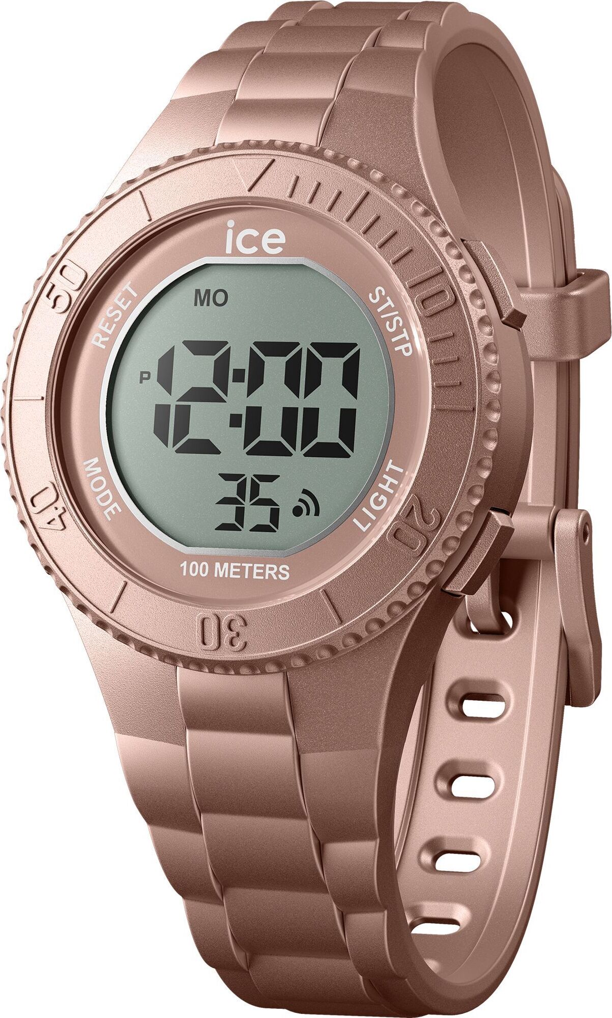 Hodinky Ice-Watch 021621 Ice digit nude metallic S Uhr Damen Datum Alarm rosa