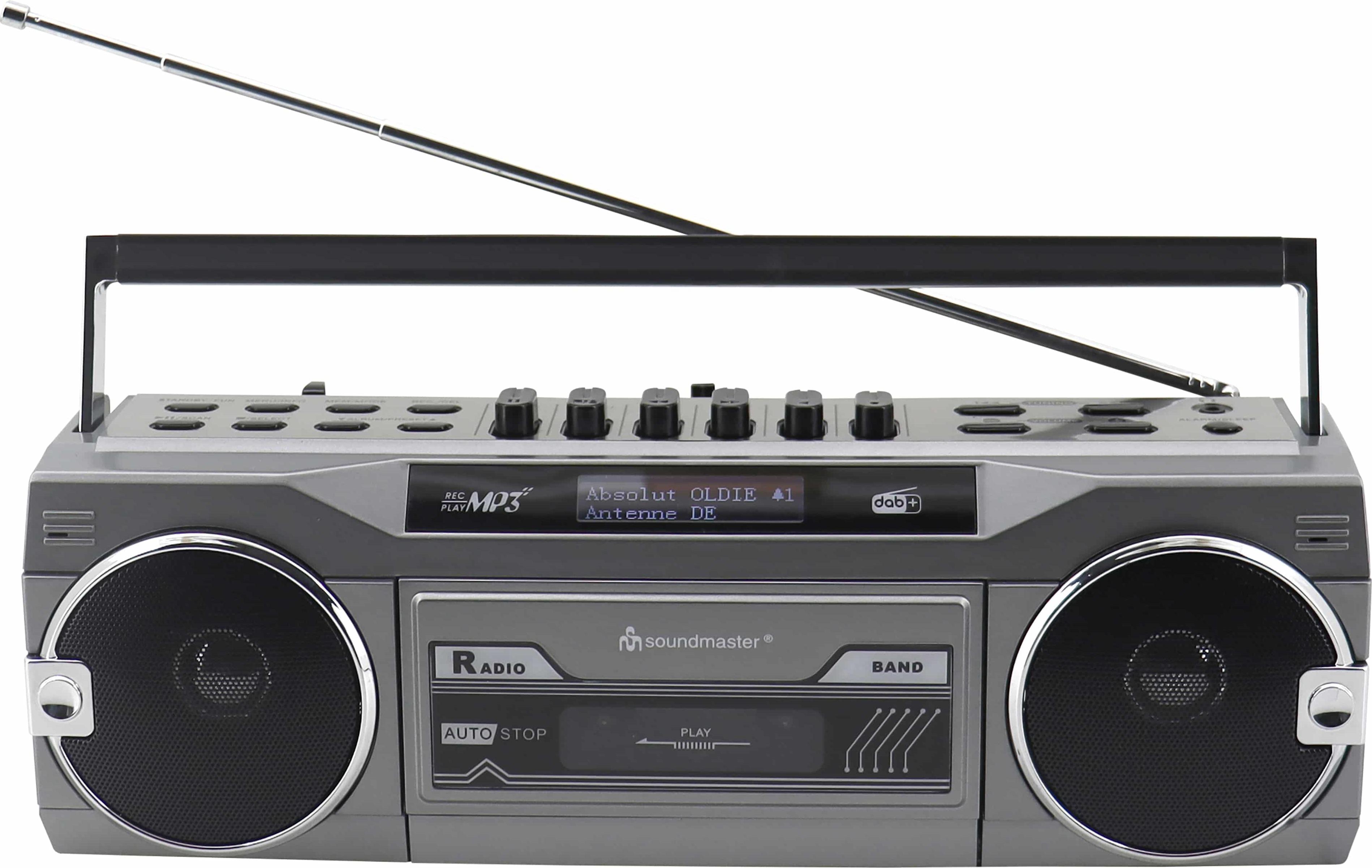 Prenosné retro kazetové rádio Soundmaster SRR80TI s DAB+, mikrofónom, Bluetooth, USB a SD prehrávaním