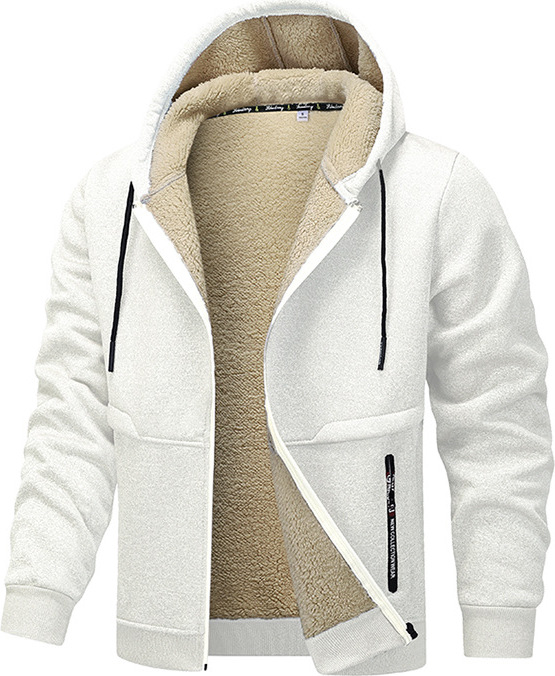 mc star Winterjacke Herren Gefütterte Jacke mit Kapuze Männer Einfarbiges Mantel mit Reißverschluss Herren Winddicht Outdoorjacke Wärmend Jacke Mantel, Herren , Weiss, 2XL