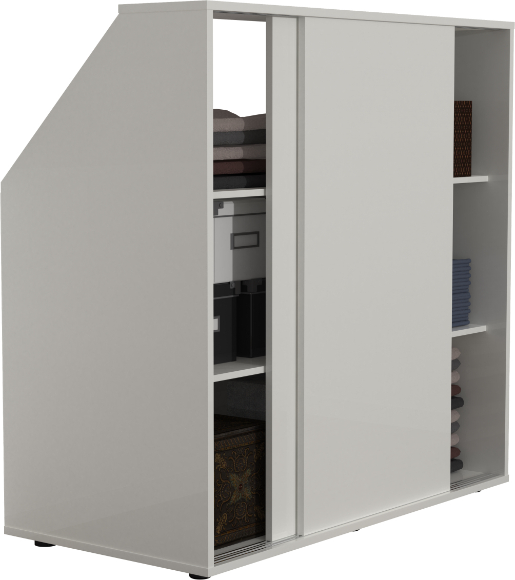 VDD Kleiderschrank mit schräger Wand im Dachgeschoss-Schlafzimmer – Schrank für schräge Wände KA8300WHITE_A